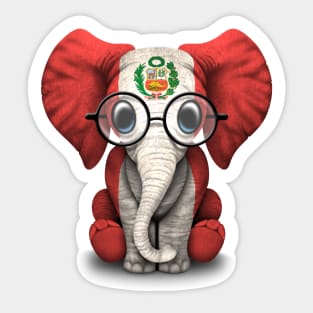 Baby Elephant with Glasses and Peruvian Flag Sticker